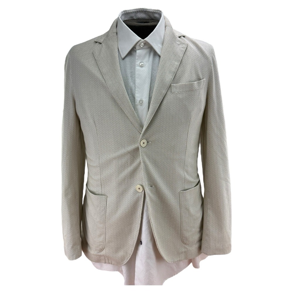 Circolo 1901 White & Brown Cotton Elastane Blazer 40R Unstructured 2 Button/Vent